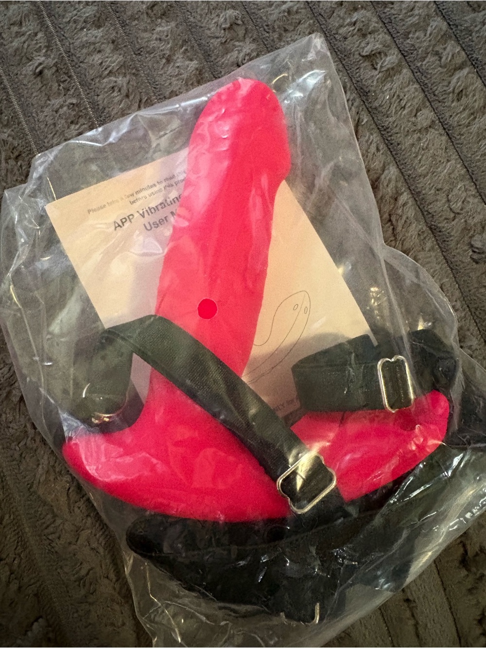 Pink Wearable Strap-On Harness with Adjustable Black Straps